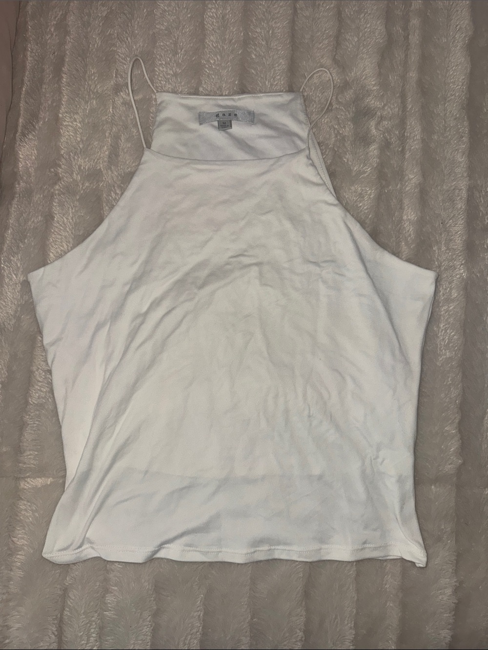 High-Neck White Women's Camisole Athletic Tank Top
